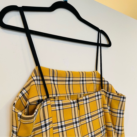 Urban Outfitters Strappy Plaid Mini Dress in Yellow/Black/White, Size Large - Picture 7 of 11